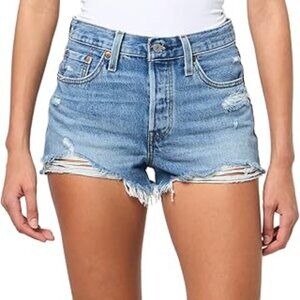 Levi's Light Blue Distressed Denim Shorts